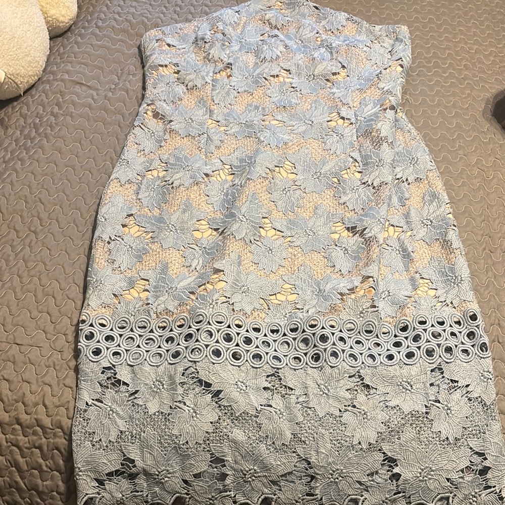 Gianni Bini light blue halter neck strappy lace Dress